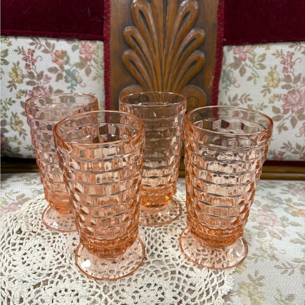 Elegant Peach Glass Tumblers Set